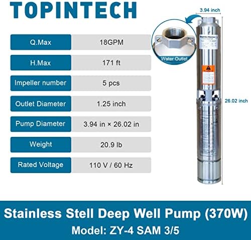 TOPINTECH Stainless Steel Well Pump 