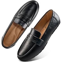 Ecetana Women Loafers Comfortable Shoes Casual Slip on Penny Moccasins Flats for Walking Driving Business Black