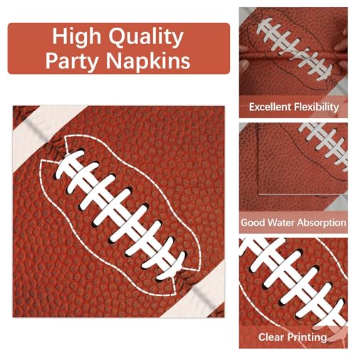 Image of Qyeahkj 100pcs Football Party Plates and Napkins Tableware Set Football Birthday Party Pape Supplies Favors for Sports Fans Events Decorations Serves 25