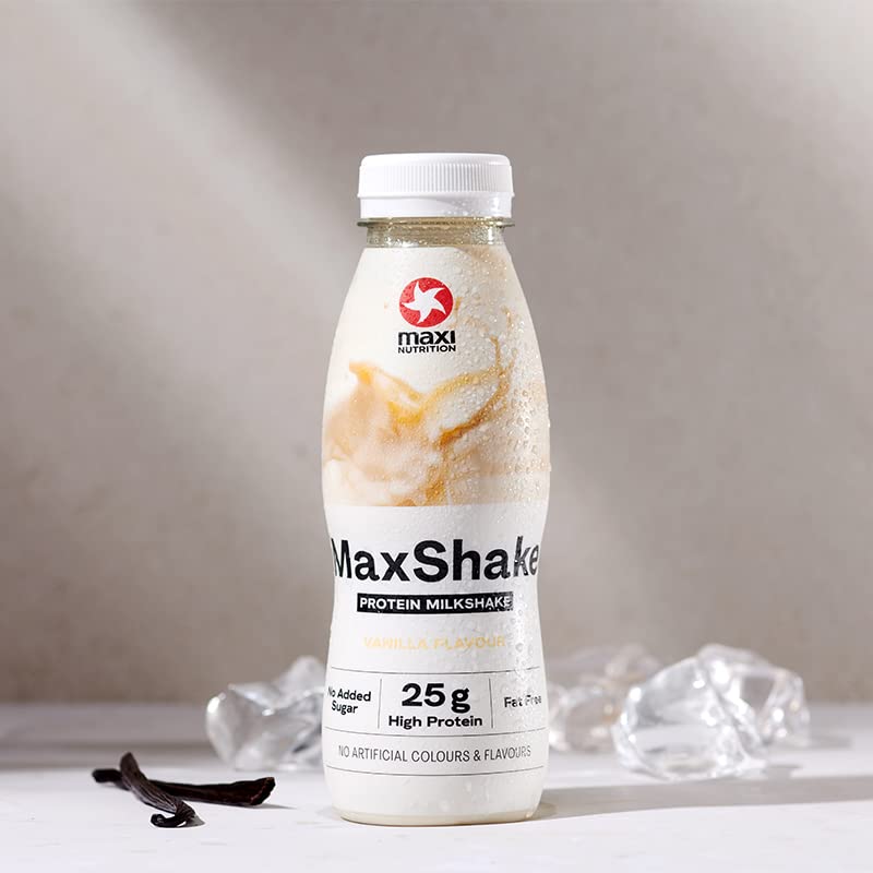 MaxiNutrition MaxShake Protein Milkshake Vanilla, 12 x 330 ml, Creamy Protein Shake for Travel, 25 g Protein, Low Fat and Low Carb, Lactose-Free, No Artificial Flavours - Image 3