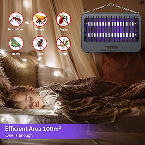 Bug Zapper, Ftmkk Mosquito Zapper [Poweful 3500V Double Grid & Remote] Fly Zapper, Electronic Mosquito Repellent To Trap Bug Insect Fly Indoor, Bug Light 20W & Extra 2 Lights, Grey #TOP6