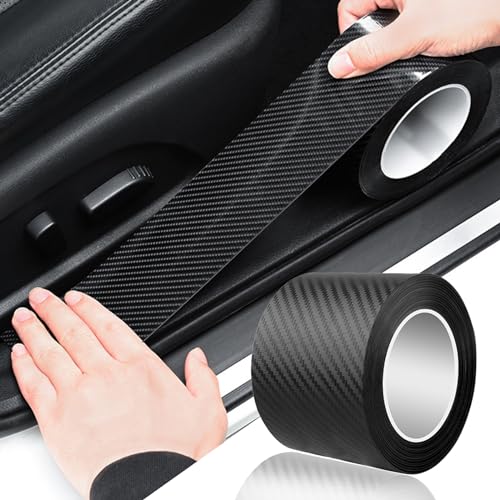 Smeyta Car Door Edge Trim,Universal Door Sill Protector,Carbon Fiber Front/Rear Bumper Guard,Automotive Scratch Cover Strip Sticker,Car Exterior Accessories for Most Cars(2.76" x33FT,Carbon Fiber)