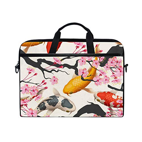 UOOYA おしゃれ ノートパソコンケース 和風 和柄 鯉魚 魚柄 花柄 さくら PCバッグ 軽量 ラップトップ スリーブ バッグ 通勤 通学 コンピューターバッグ 13.3-15 インチ 薄型 ノートパソコン/MacBook Pro/MacBook Ai