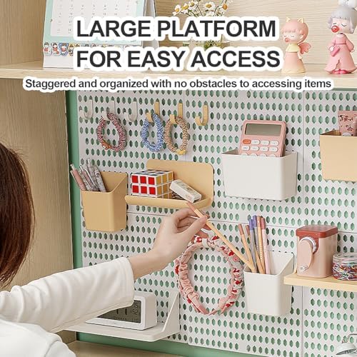 Modular Pegboard Combo Kit with Hooks - No-Punch Wall Organizer & Desktop Storage Shelf for Kitchen, Bathroom, Garage - Versatile Black & Yellow Accessories for Easy Organization
