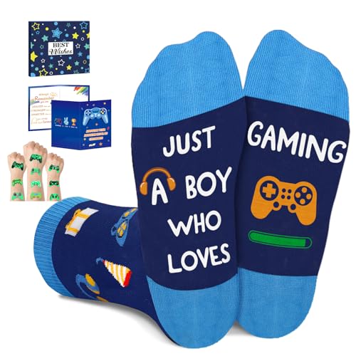 Juesly Gaming Gifts for Teen Boys - Funny Fortnite Socks for Boys 9-12 Years, Birthday,Easter Basket Christmas Stocking Stuffers