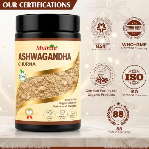 Image of Multani Ashwagandha Churna120gm | Relaxes Mind, Support Immunity, Nurtures and Revitalizes | Stamina & Strength