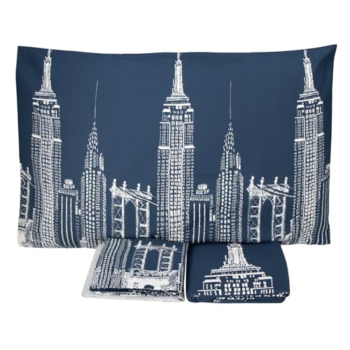 Vallesusa Ozanne Completo Lenzuolo Copriletto Matrimoniale, Blu Navy