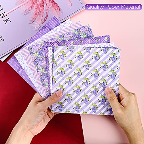 Yarumi Purple Scrapbook Paper Pad | 6" × 6" | Patterned Paper Pack,Spring Garden Themed Floral Scrapbooking Papers,Single-Sided Cardstock Holiday Cardmaking Diy Origami Decorative Craft Paper-24 Pages #TOP4