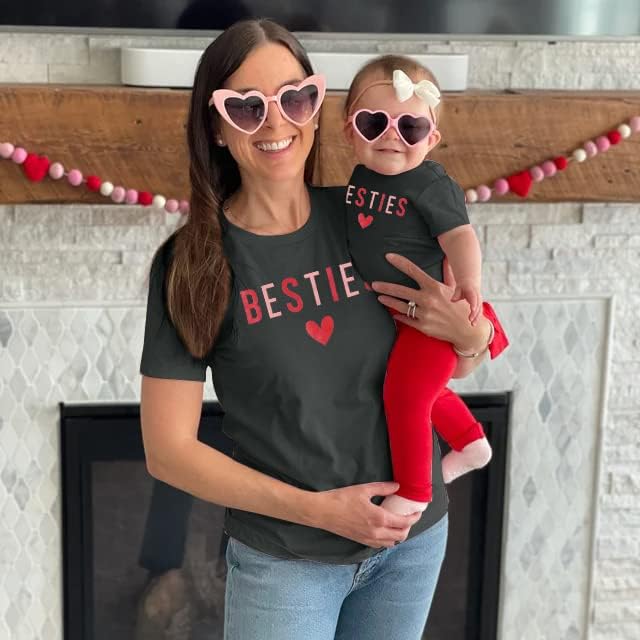 Miniatura 3 de ASTANFY Mommy and Me - Trajes a juego para el día de San Valentín, camisetas de corazón para mujer, camiseta de corazón para el día de San Valentín