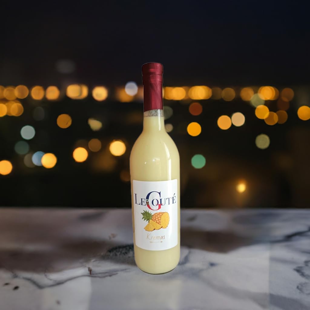 Pineapple Haitian Kremas Cream Liqueur, 750 ML Glass Bottle, Low Sugar, Liquid Form, for Adults 21 and Over