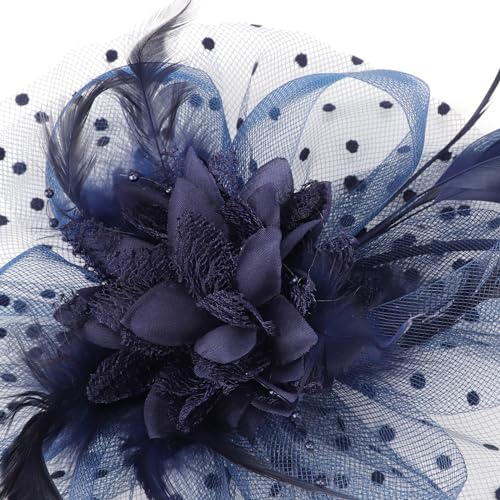 Image of DRESHOW Fascinators Hat Feather Headband Women's Fascinators Tea Party Headwear with Clip Flower Head Band for Girls & Women