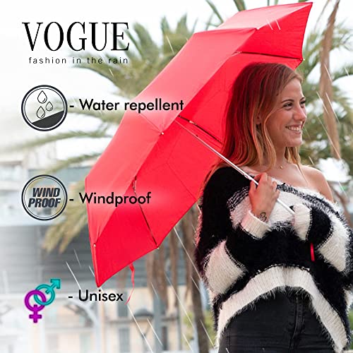 VOGUE Paraguas largo elegante Golf XXL extra grande Apertura automática. Paraguas Anti-Viento (Wind Proof). Medida abierto: 131cm (Celeste)