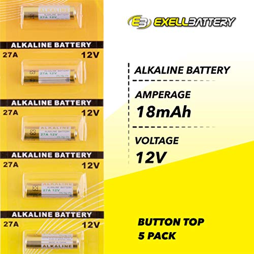 (3-Pack) 5Pk Exell Eb-27A Alkaline Battery For Key Fobs, Burglar Alarm Remotes, Garage Door Openers, And More (12 Volts, 18 Milliamp Hours) #TOP4