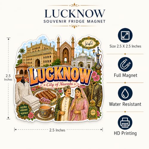 Image of Zesta Wooden Fridge Magnets Set | Refrigerator Decor Magnets for Kitchen | India Souvenir Fridge Magnet Collection | Wooden Magnet for Fridge Door Decoration (Lucknow)