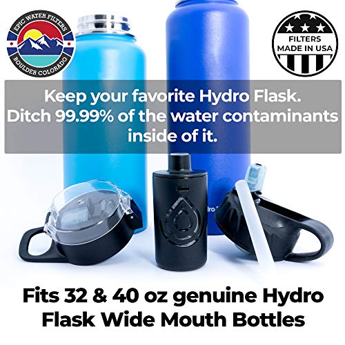 The Answer | Hydro Flask Compatible Water Bottle Filter System | Filter Straw Lid For Hydro Flask Bottles | American Made 5 Stage 2 Micron Filter Removes 99.9% Of Tap Water Contaminants (32 & 40 Oz) #TOP1