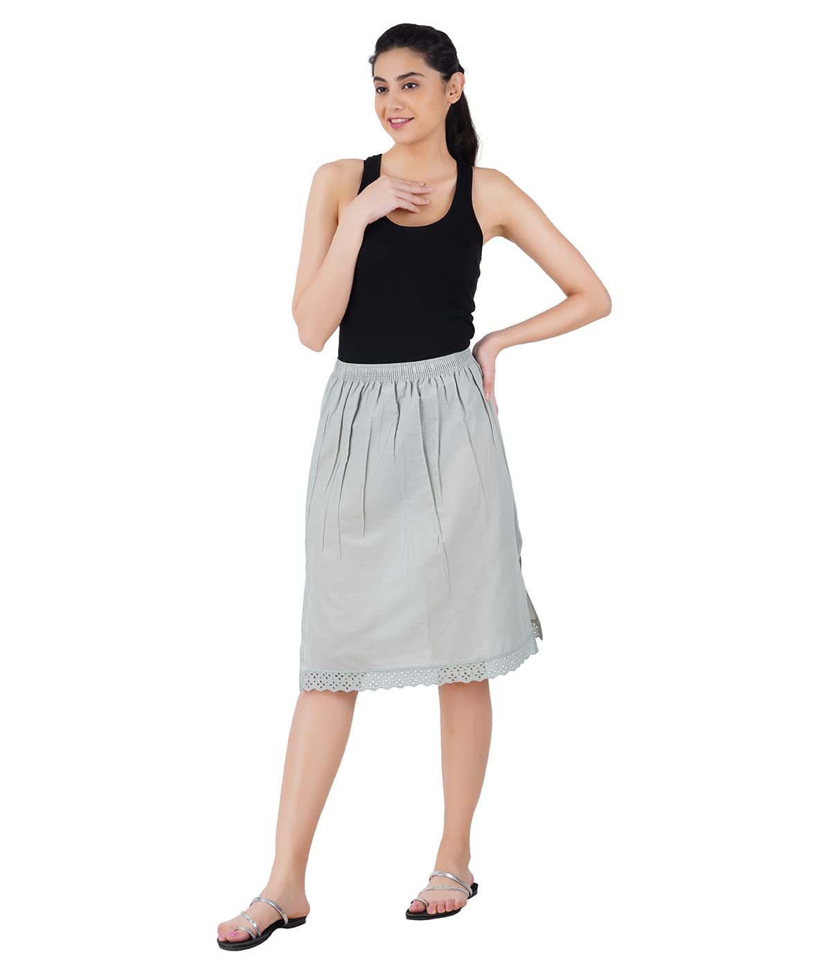 happy bunny Cotton Half Slips Skirts for Women, Knee Length, Elastic Waist, Flared Midi Mini Skirt for Party, Office Casual and Outdoor Wear-picture-21