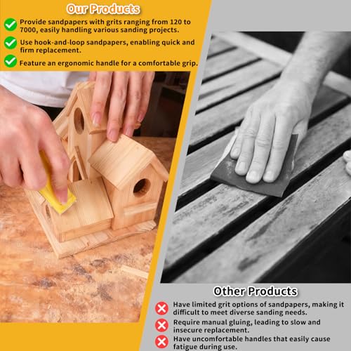 Shineboc 120 PCS Micro Sander Kit, Detail & Mini Hand Sanding Block, 120–7000 Grit Silicon Carbide Sandpaper Assortment for Wood, Crafts, Tight Spaces and DIY Projects by Shineboc - Image 5