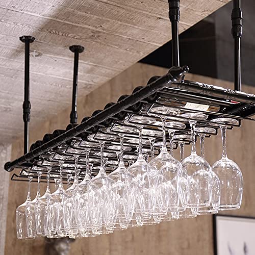 Étagère de plafond industrielle pour bar avec support à verres - 7