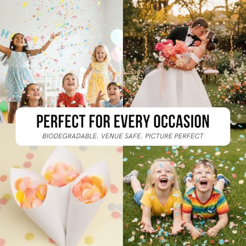 Image of White Rice Paper Wedding Confetti for Flower Girl Basket, Confetti Cannon Filler (Pastel Pink (White, Pink))