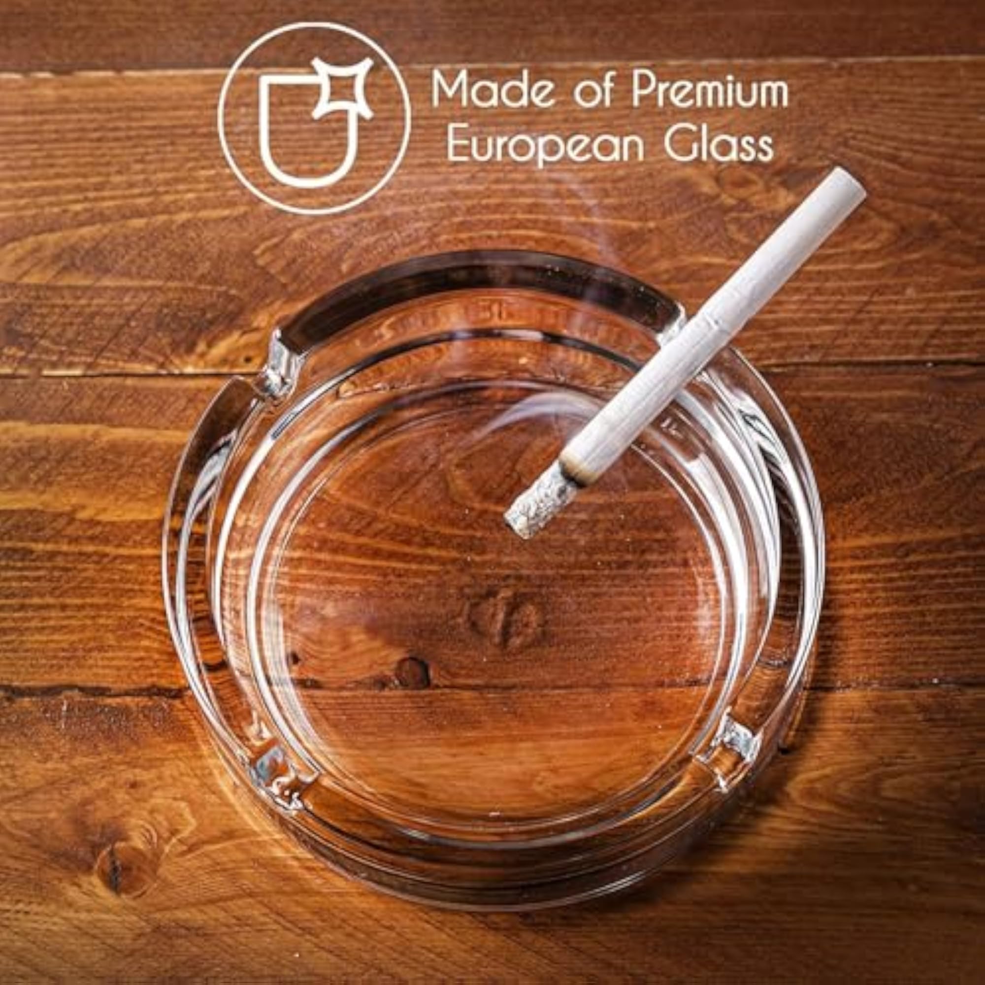 Round Glass Ashtray, Heavy Duty Cigarette Tray