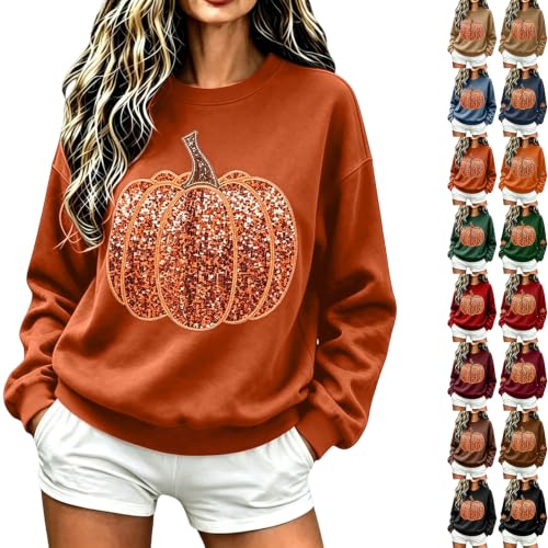 Pumpkin Sweatshirt Women Sequin Oversized Crewneck Halloween Sweatshirts - image 1