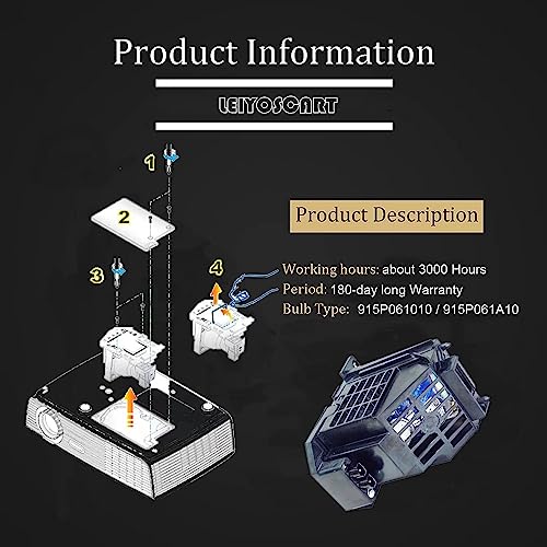 LEIYOSGART 915P061010 Replacement TV Lamp with Housing for Mitsubishi WD-C657,WD-Y577,WD-Y657,WD-57733,WD-57734,WD-57833,WD-65733,WD-65734,WD-65833,WD-73733,WD-73734,WD-73833 - Thumbnail 5