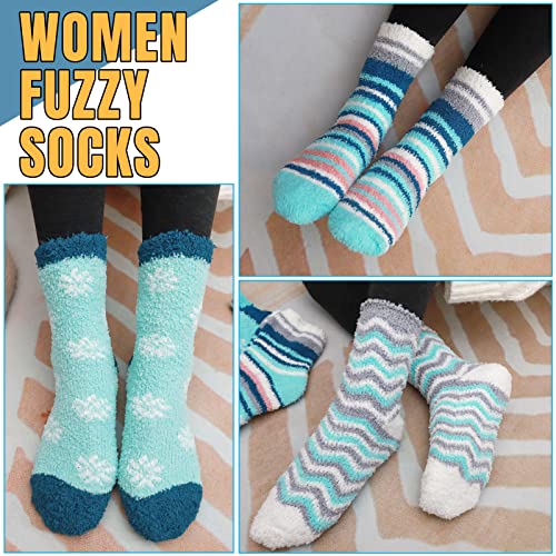 Free Yoka 5 Pairs Teal Fuzzy Socks And 5 Pairs Slipper Socks With Grips #TOP2