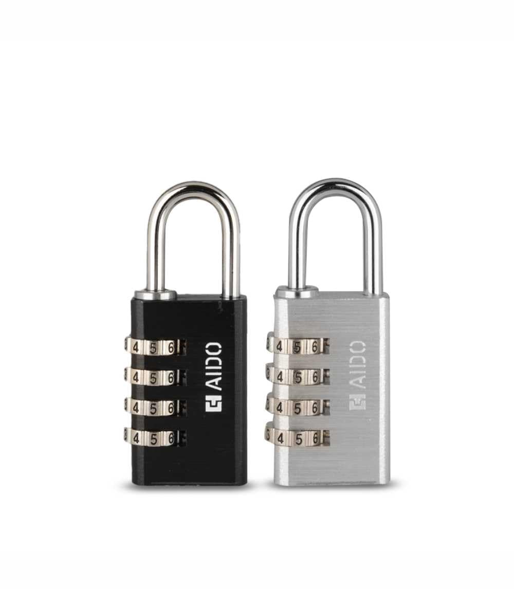 AIDO 4 Digit Number Locks (Pack of 2) | 2 Year Warranty | 30mm Combination Padlocks for Luggage, Sportsbag, Tool Boxes, and Lockers | Water Resistant | Travel-Friendly | Black, Silver