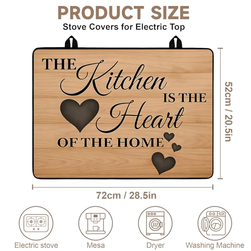 Image of Kitchen Stove Top Cover & Floor Mat - 28.5x20.5 Inch Protective Stove Cover, Anti-Fatigue Kitchen Rug with Heart of the Home Design, Heat Resistant & Non-Slip Decorative Kitchen Counter Mat