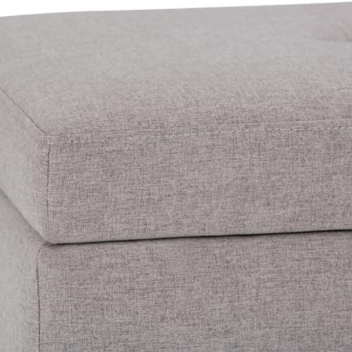 Simplihome 3AXCOT-245-CLG Oregon 42 Inch Wide Contemporary Rectangle Lift Top Storage Ottoman Bench With Removable Tray, Upholstered Cloud Grey Tufted Linen Look Fabric, Footrest Stool, Coffee Table thumb #11