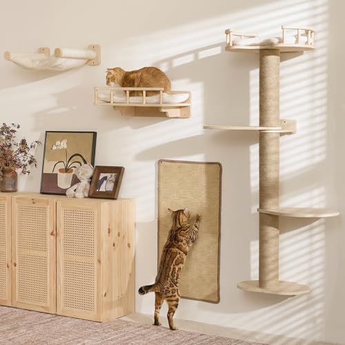 FUKUMARU Étagères Murales pour Chat, Ensemble 4 en 1 de Mobilier...