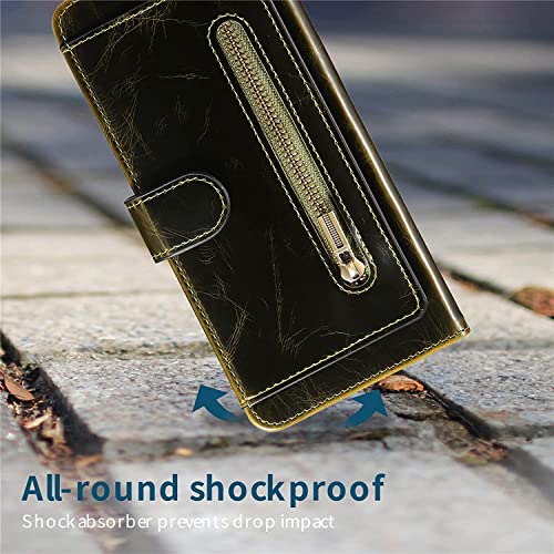 Étui pour iPhone 13 Pro cuir véritable fermeture éclair vert - 2