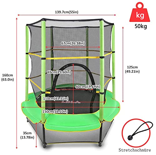 Kindertrampolin Durchmesser 140 cm Indoor Outdoor-Trampolin Gartentrampolin mit Sicherheitsnetz Haltegriff Fitness Sport… – Bild 4