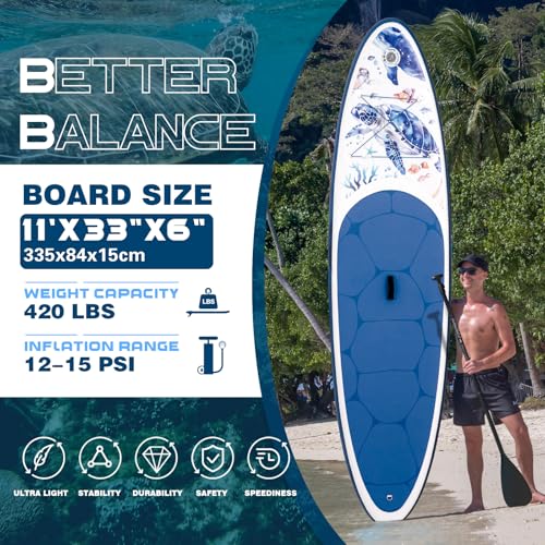 Image of FunWater 11' /10'6 inch Inflatable Stand Up Paddle Board with Premium SUP Paddleboard Accessories, Wide Stable Anti-Slip EVA Deck,Paddle Boards for Adults & Youth of All Skill Levels