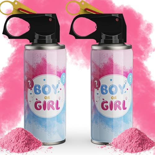 POPUPARTY Gender Reveal Fire Extinguisher Color Blasters, 2 Pink Blasters for Baby Girl Gender Reveal