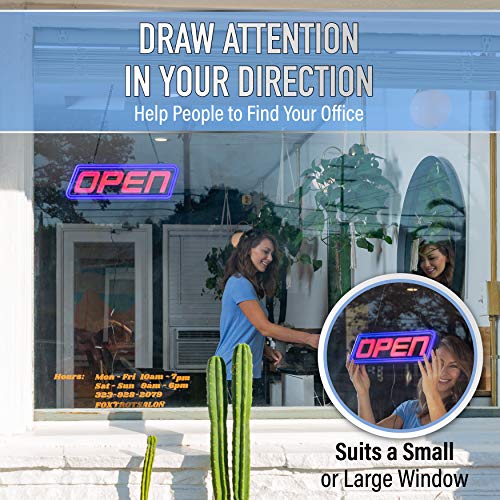 Gli Super-Bright Led Open Sign – Stand Out In Daylight Too With This Ultra Bright Smd Led Sign In Electric Blue & Red – 15 X 5 Inch Fits Any Window – Includes Fixings #TOP4