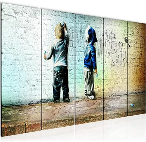 Runa Art Canvas Wall Art Girl Dream Big 1 Piece Non-woven Canvas Prints for Living Room and Bedroom Street Art Grey Red 040612a