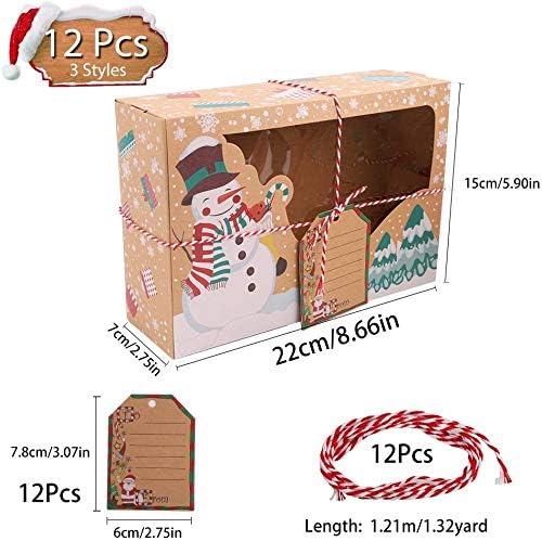 KAHEIGN 12Pcs Christmas Cookie Boxes, 22 x 15 x 7CM Gift Boxes Cupcake Boxes with Clear Window - Image 5