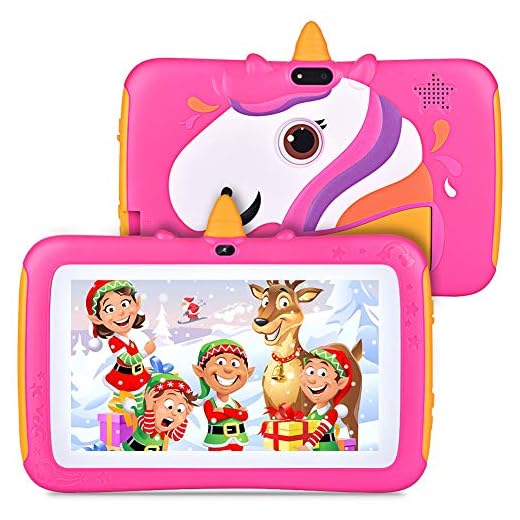 Tablet for Kids 7 inch Kids Tablet, 2GB RAM 16GB ROM, Android 9.0 Tablet, Parent Control, IPS HD Display, Kid-Proof, WiFi, Google Certified Playstore, Android Tablet, Rose