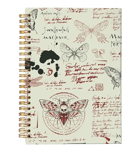 Carnet de notes tête de mort VNWEK avec papillon à spirales 14 x 21 cm idée cadeau