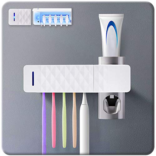TopHGC Support de Brosse à Dents électrique Sterilisateur, UV de séchage fixée au Mur avec Le Distributeur de Dentifrice (B) Cover