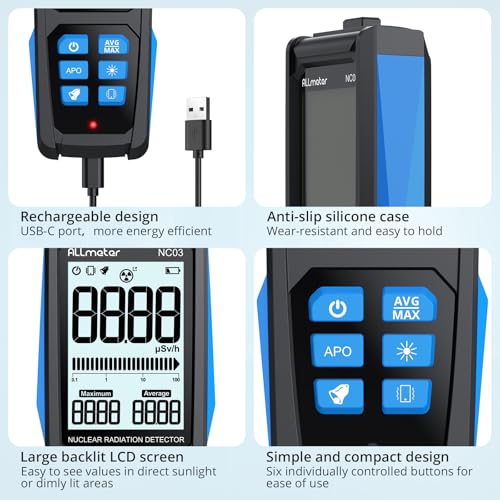 Image of Geiger Counter Nuclear Radiation Detector - Professional Grade GM Tube Dosimeter with USB-C Rechargeable Battery & Triple Alert System