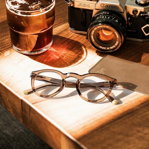 Image of EASY READ Retro Round Blue Light Blocking Reading Glasses for Women,Anti UV Readers for Women with Spring Hinge
