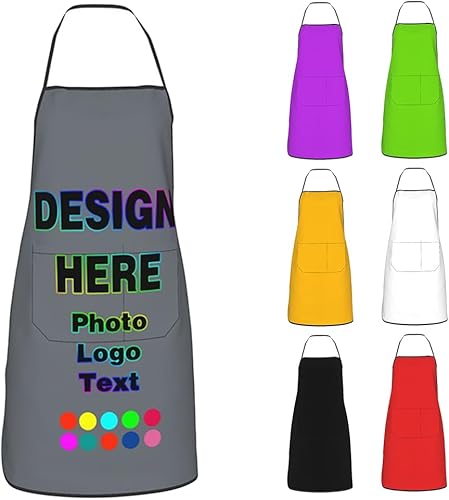 Delantal personalizado para mujer, delantales personalizados con logotipo de texto fotográfico, delantales de cocina para regalos