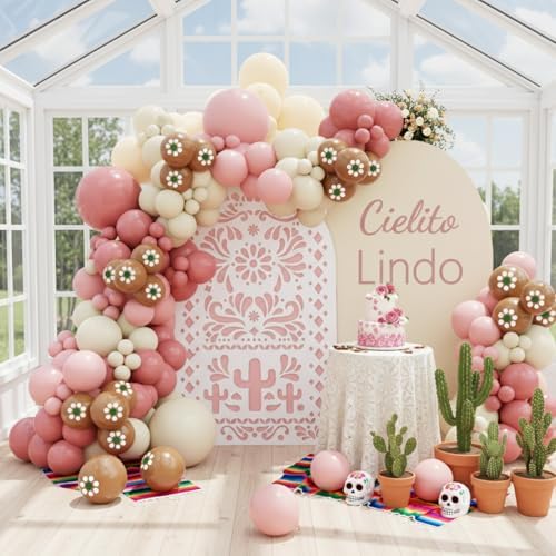 146PCS Cielito Lindo Baby Shower Girl Decorations,Pink Floral Bal...