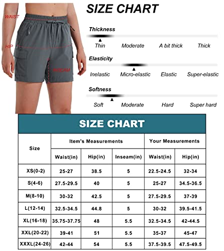 MASKERT Wanderhose Damen Kurz Outdoor Sports Shorts 5'' Laufshort Stretch Sporthose Laufhosen Sommer Kurze Cargohose Wandershorts mit Taschen, Khaki M