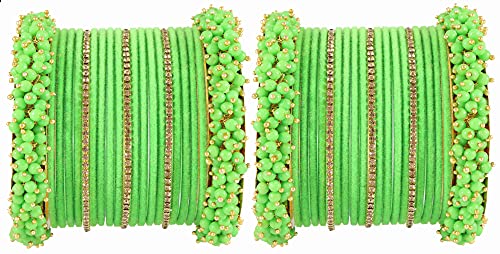 NMII Stylish Metal For Women | Velvet ki Bangles | chooda Set | Chudi Set | Traditional Women' Bangles | Chuda Set for bridal | Green bangles | Indian Bangles Chuda Set,(NAB60_TGreen-2.6) Deal