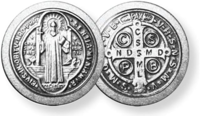 Westmon Works St Benedict Prayer Token Set Italian Metal Saint Pocket Trinket and Holy Card Made in the USA - Image 4
