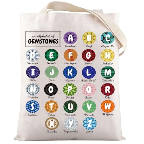 Sac fourre-tout pierres précieuses cristaux alphabet imprimé