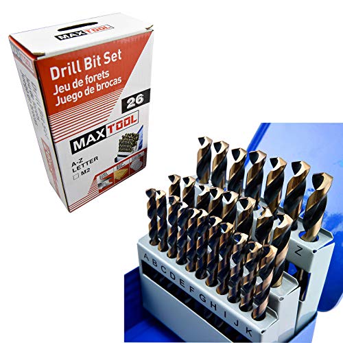 Maxtool 26 Pieces Drill Set 26Pcs/26-Piece Twist Drill Bit Set High Speed Steel M2 Fully Ground Letter A To Z; Jbs02H10R26 #TOP3